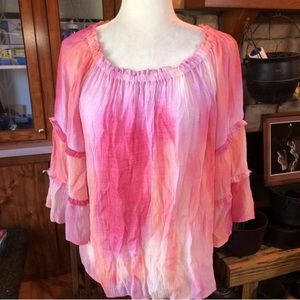ZAC & RACHEL SIZE MEDIUM GORGEOUS BRIGHTLY COLORED 3TIER SLEEVES ON/OFF SHOULD